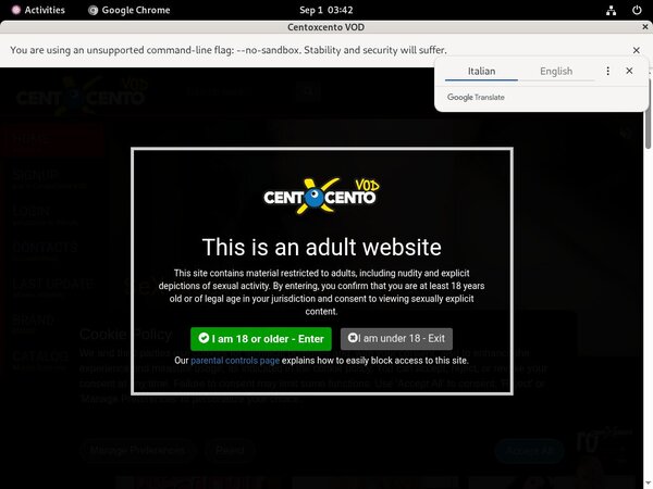 Cento X Cento Vod Trial Membership $1