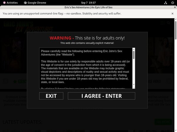 Ericjohnssexadventures.com Network Password