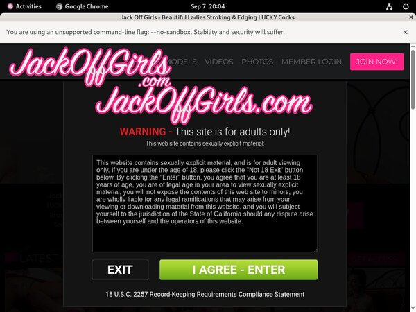 Jack Off Girls Signup Form